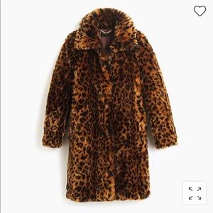 NWT J CREW FAUX FUR LEOPARD COAT Large